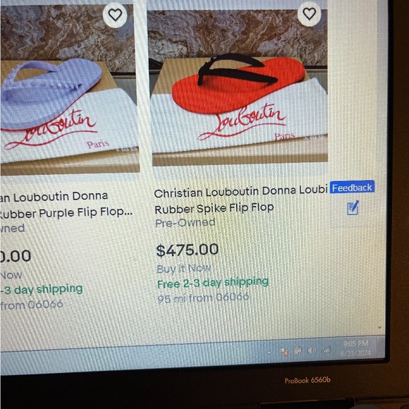 CHRISTIAN LOUBOUTIN red FLIP FLOPS - Picture 5 of 7